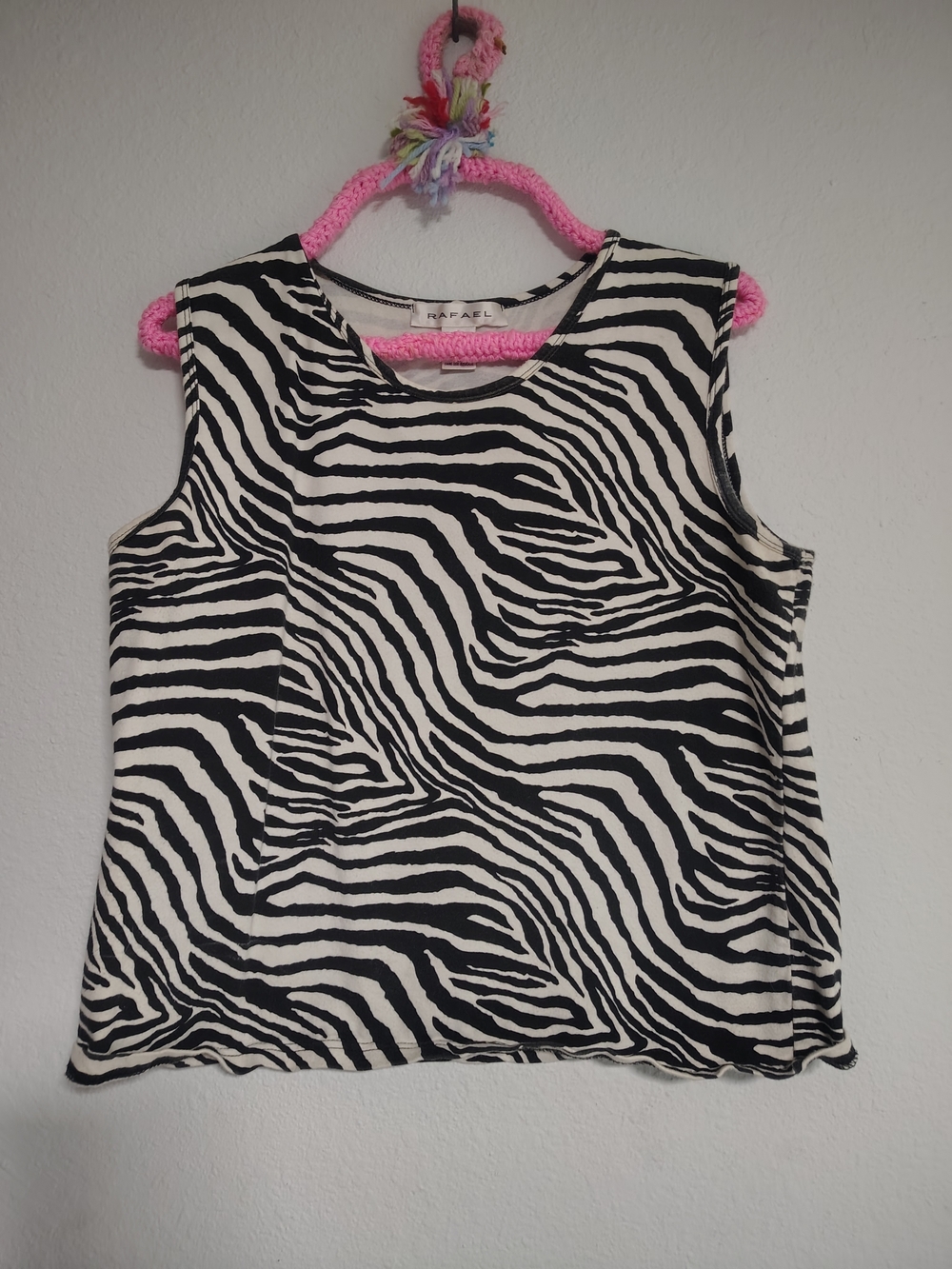 Vintage Rafael Zebra Print Sleeveless Top - Black & White